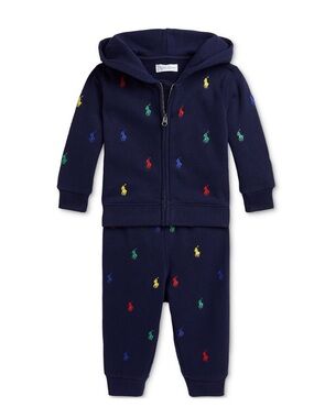 Polo Ralph Lauren Little Boys Joggers Set with Multicolor Pony Embroidery
